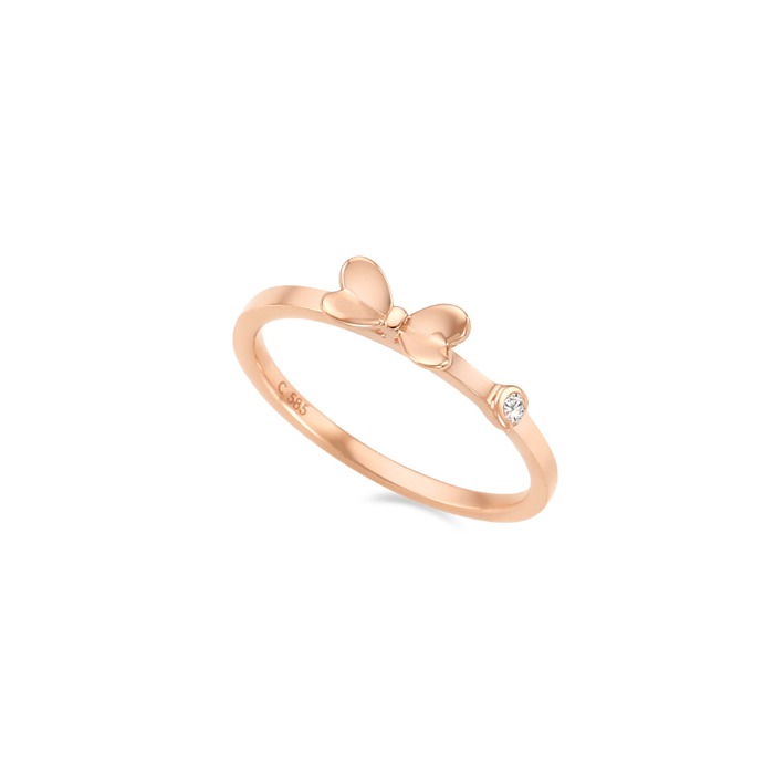 [14k gold] 폴드리본 반지 (핑크)